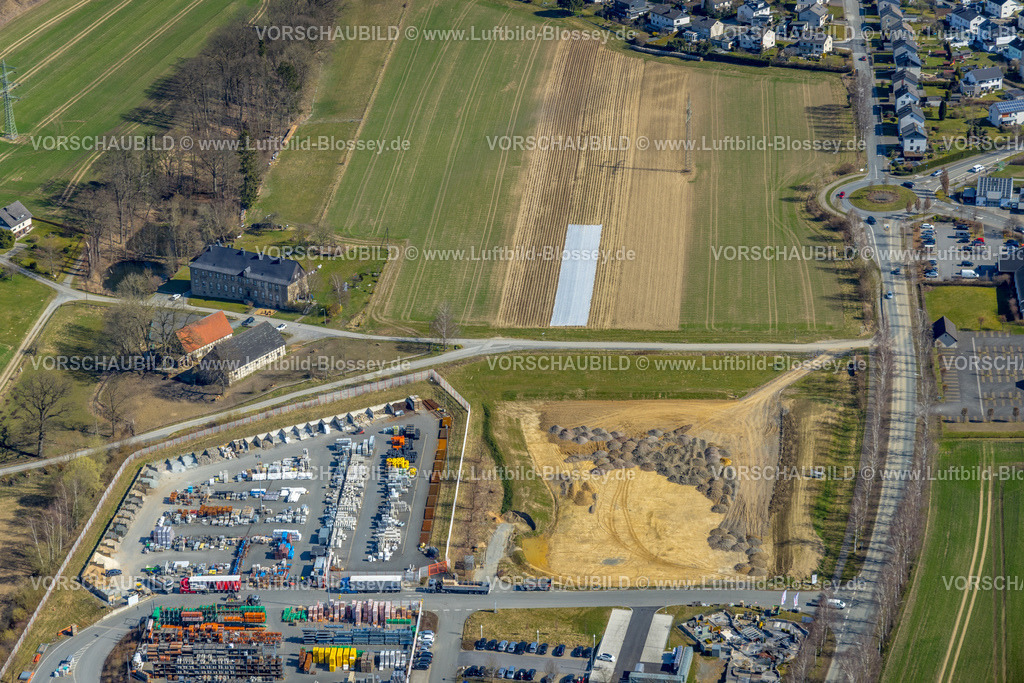 Meschede220302443 | Luftbild, BAUKING Holzhandel und Baustoffhandel, ehemaliges Kloster Galiläa, Enster Weg, Enste, Meschede, Sauerland, Nordrhein-Westfalen, Deutschland