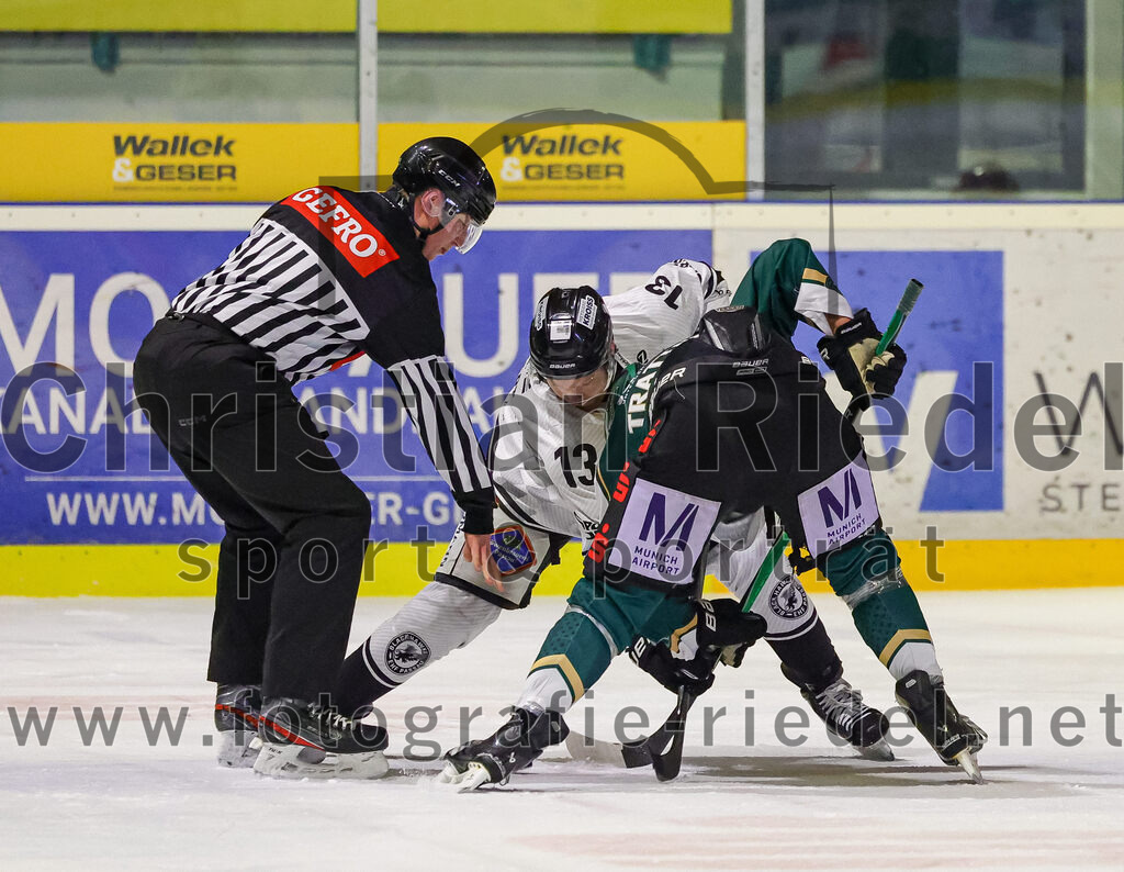 2026-01-30_068_TSV_Erding_gegen_EHF_Passau_Black_Hawks | Erding, Deutschland, 30.01.2026:Eishockey, Oberliga Süd 2025 / 2026, 42. Spieltag, TSV Erding gegen EHF Passau Black Hawks, Endergebnis: 2:6Christian Neuert (EHF Passau Black Hawks, #13), Louis Trattner (Erding Gladiators, #7)Foto: Christian Riedel / fotografie-riedel.net