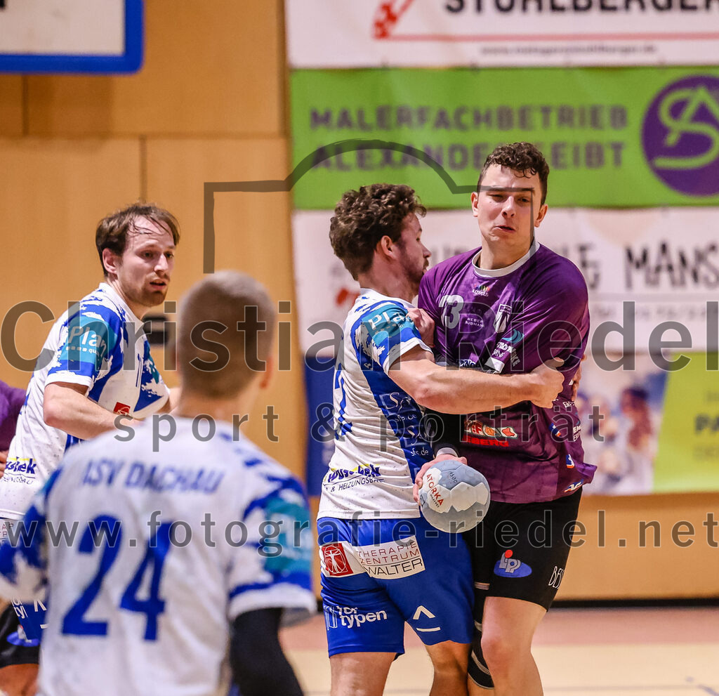 2024-11-24_102_SpVgg_Altenerding_gegen_ASV_Dachau | Erding, Deutschland, 24.11.2024:Handball, Bezirksoberliga Männer 2024 / 2025, 8. Spieltag, SpVgg Altenerding gegen ASV Dachau, Endergebnis: 30:23Matthias Hauß (ASV Dachau, #22), Moritz Sturm (SpVgg Altenerding, #23)Foto: Christian Riedel / fotografie-riedel.net
