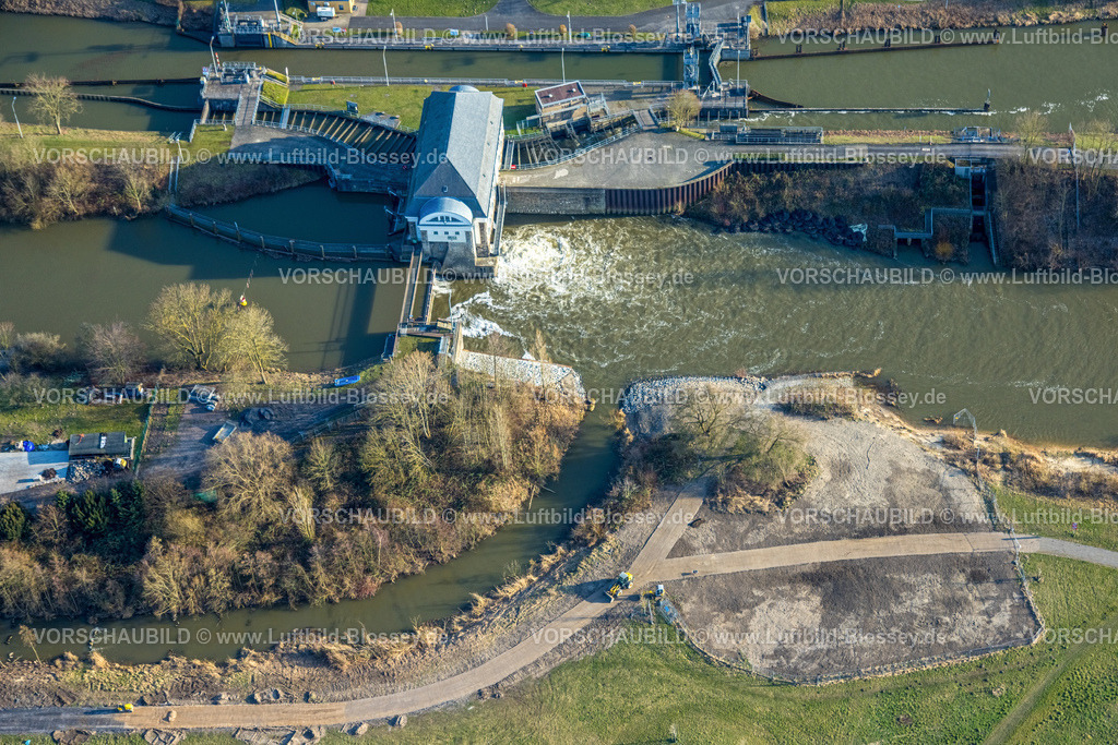 Hamm260203505 | Luftbild, Schleuse Hamm mit Fluss Lippe und Datteln-Hamm-Kanal, Mitte, Hamm, Ruhrgebiet, Nordrhein-Westfalen, Deutschland
