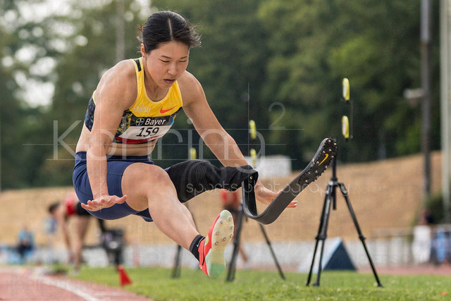 Para Heimspiel 7.0; Leverkusen, 18.07.2026 | LEVERKUSEN, GERMANY - JULY 18, 2026 : Tomomi Tozawa (JPN/TSV Bayer 04 Leverkusen) competing in the long jump during the Para Heimspiel 7.0 at Fritz Jacobi Sports Complex on July 18, 2026 in Leverkusen, Germany.