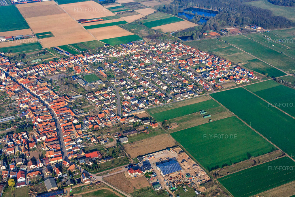 Luftbild: Doransicht aus Osten in Ottersheim bei Landau im Bundesland Rheinland-Pfalz in Deutschland. Foto: IMG_49337.jpg vom 28.03.2012 durch Werner Riehm/FLY-FOTO.de