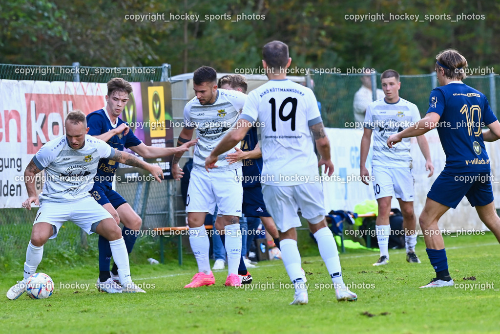 ATUS Velden vs. ASKÖ Köttmannsdorf 7.10.2023 | #11 Aner Mandzic Köttmannsdorf, #18 Nicolas Manuel Modritz ATUS Velden, #10 Adis Ajkic Köttmannsdorf, #19 Christopher Sallinger Köttmannsdorf, #10 Lukas Lausegger ATUS Velden, #20 Luka Djukic Köttmannsdorf, ATUS Velden vs. ASKÖ Köttmannsdorf 7.10.2023, ATUS Velden vs. ASKÖ Köttmannsdorf am 07.10.2023 in Velden (Wald Arena Velden), Austria, (Photo by Bernd Stefan)