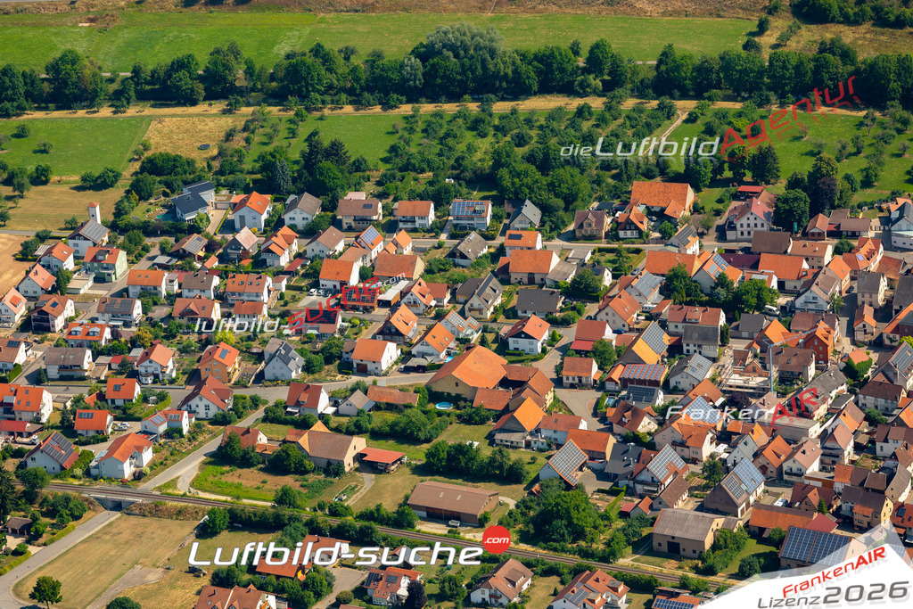 Das Luftbild zeigt : Dittigheim Tauberbischofsheim - Die Luftaufnahme wurde 2023 vom UL-Flugzeug aus erstellt ( keine Drohne ) - Hochauflösende Luftaufnahme - Für grossformatige Ausdrucke geeignet. Die Geschenkidee !Mit Lizenz und Bildrechte bestellbar