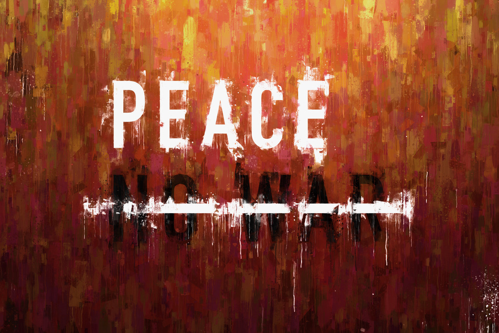 Peace (no war) | Online Shop für Christen: Christliche Poster XXL, Plakate, Wandbilder als Leinwand & christliche Postkarten, Kalender, Sticker & Lizenzen zum Download. Die Kunstwerke im christliche Geschenke Shop zeigen die Jahreslosung 2025, Gott, Jesus & mehr.