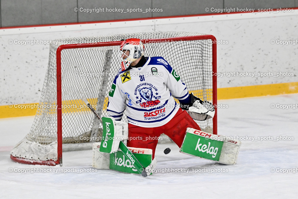 ESV Ferlach vs. UECR Eisbären Huben | #31 Sicher Michael UECR EISBÄREN HUBEN, ESV Ferlach vs. UECR Eisbären Huben, ESV Ferlach vs. UECR Eisbären Huben am 31.10.2025 in Ferlach (HTC Eishalle Ferlach), Austria, (Photo by Bernd Stefan)