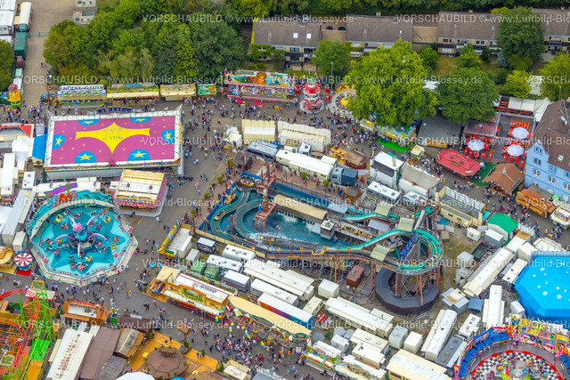 Herne220803991CrangerKirmes |  Luftbild, Cranger Kirmes in Herne-Crange, gut 50 Fahrgeschäfte laden auf das größte Volksfest in NRW ein, Unser Fritz, Herne, Ruhrgebiet, Nordrhein-Westfalen, Deutschland
