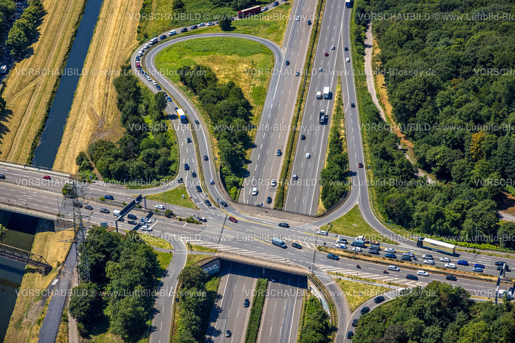 Oberhausen230705357 | Luftbild, Autobahnkreuz Oberhausen-Zentrum, Autobahn A42 und Autobahn A516, Buschhausen, Oberhausen, Ruhrgebiet, Nordrhein-Westfalen, Deutschland