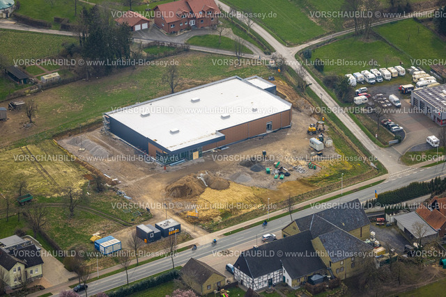 Werl240308516 | Luftbild, Baustelle und Neubau Supermarkt an der Büdericher Bundesstraße, Wohngebiet, Westbüderich, Werl, Nordrhein-Westfalen, Deutschland
