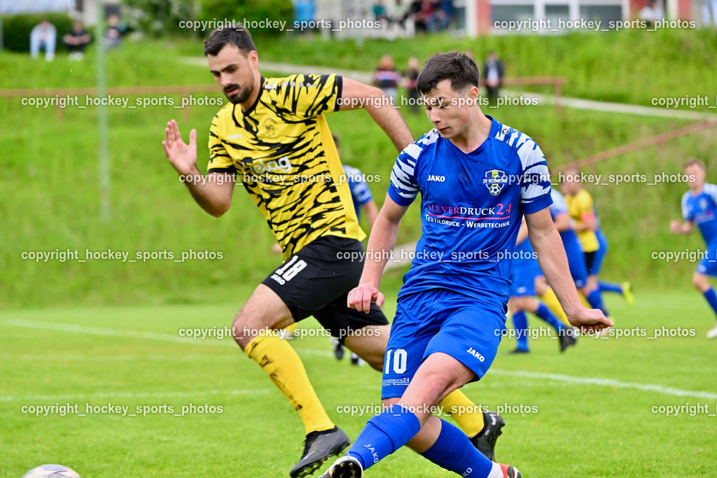 SV Wernberg vs. FC Faakersee | #18 Andreas Unterguggenberger FC Faakersee, #10 Dominik Popovic SV Wernberg, SV Wernberg vs. FC Faakersee, SV Wernberg vs. FC Faakersee am 01.06.2024 in Wernberg (Sportplatz Wernberg), Austria, (Photo by Bernd Stefan)