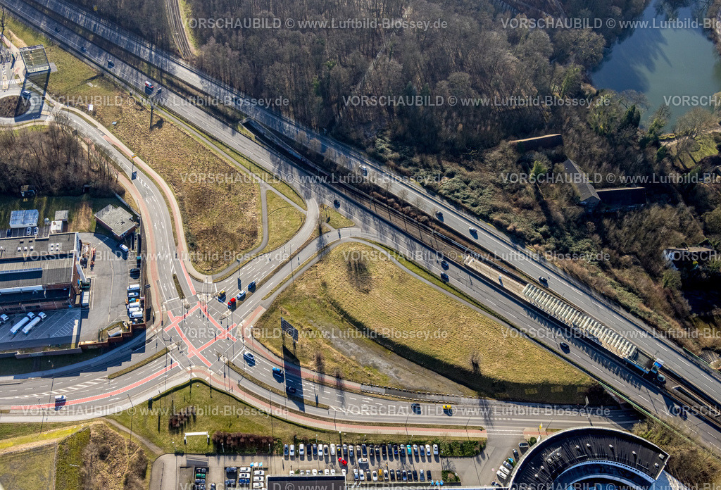 Dortmund240101233 | Luftbild, Technologiepark Gewerbegebiet Phoenix West, Straßenkreuzung mit Radweg Nortkirchenstraße und Bundesstraße B54, Verkehrssituation, Hörde, Dortmund, Ruhrgebiet, Nordrhein-Westfalen, Deutschland