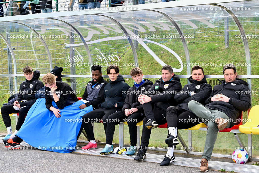 SV Spittal 1921 vs. ATUS Ferlach 24.3.2024 | Tormanncoach SV Spittal, Michael Lucic, Assistentcoach SV Spittal Mario Mihajlovic, Headcoach SV Spittal Philipp Dabringer, Spielerbank SV Spittal, SV Spittal 1921 vs. ATUS Ferlach 24.3.2024, SV Spittal 1921 vs. ATUS Ferlach am 24.03.2024 in Spittal an der Drau (Goldeck Stadion), Austria, (Photo by Bernd Stefan)