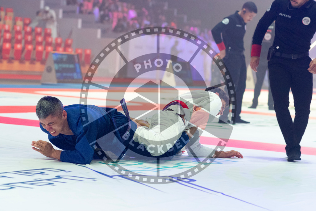 20231106PBB0091 | Fighters compete during the AJP World Master Championship in the Mubadala Arena in Abu Dhabi, Arab United Emirates, on November 6, 2023.