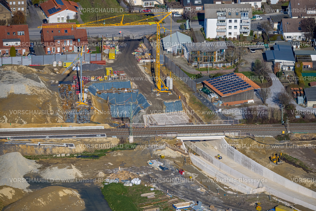 Hamm230216264 | Luftbild, geplanter Haltepunkt in Westtünnen, Baustelle am Südfeldweg und Von-Thünen-Straße für den künftigen Bahnhaltepunkt, Stadtbezirk Rhynern, Hamm, Ruhrgebiet, Nordrhein-Westfalen, Deutschland