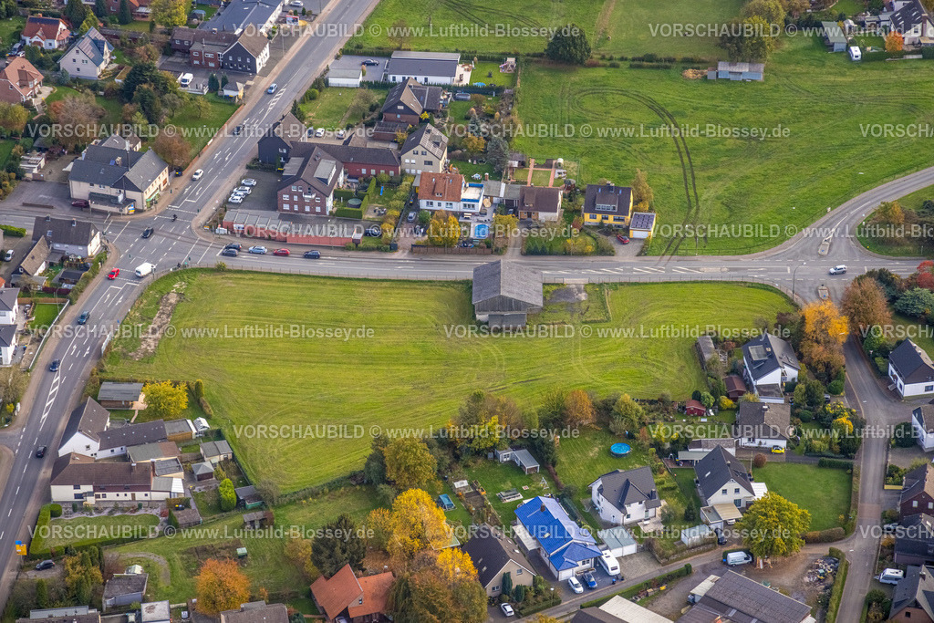 Bergkamen221013360 | Luftbild, Mühlenstraße Ecke Lünener Straße, Scheune, geplantes Regenrückhaltebecken und Pumpstation, Oberaden, Bergkamen, Ruhrgebiet, Nordrhein-Westfalen, Deutschland