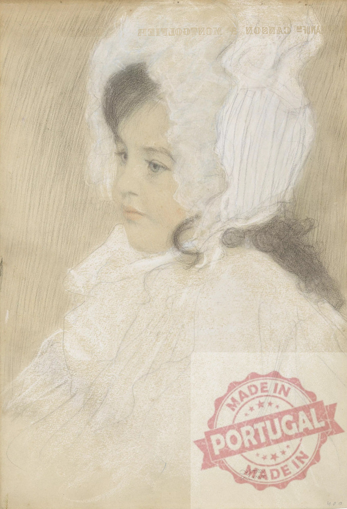 Gustav klimt Gustav Klimt drawing of young girl wearing bonnet | Young girl's portrait, drawing in delicate pastel tones, facing right - Realisiert mit Pictrs.com