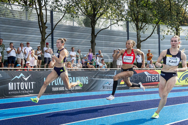Multisport Event; Ratingen, 27.06.2026 | RATINGEN, GERMANY - JUNE 27, 2026 : Vanessa Grimm (GER / Germany), Anna-Elisabeth Ehlers (GER / Germany) and Emma Kaul (GER / Germany) over 200m competing during the Multisport Event at Stadion Ratingen on June 27, 2026 in Ratingen, Germany.
