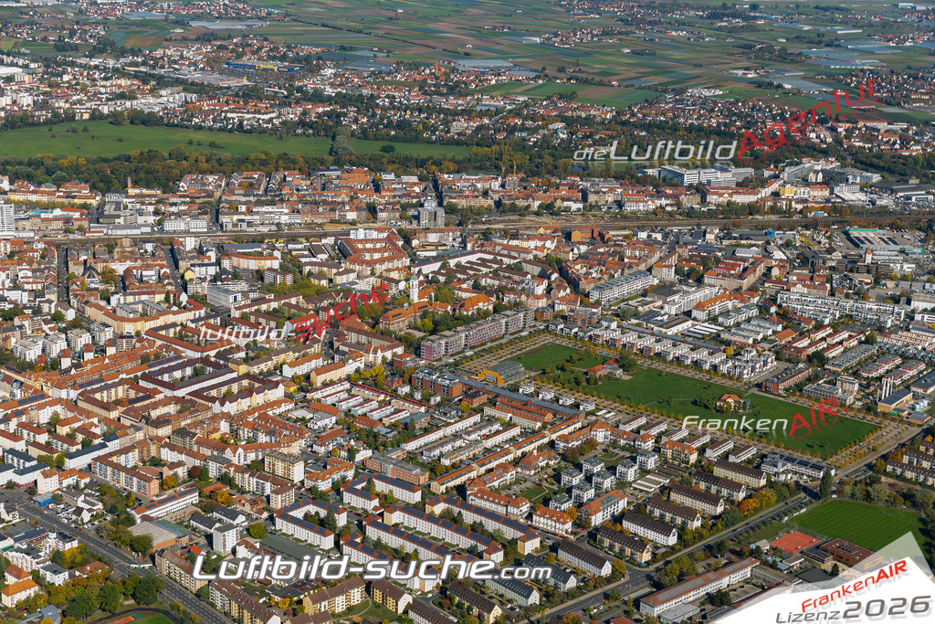 aktuelles Luftbild von Nuernberg  Suedstadt - Luftaufnahme wurde 2019 von https://frankenair.de mittels Flugzeug (keine Drohne) erstellt.