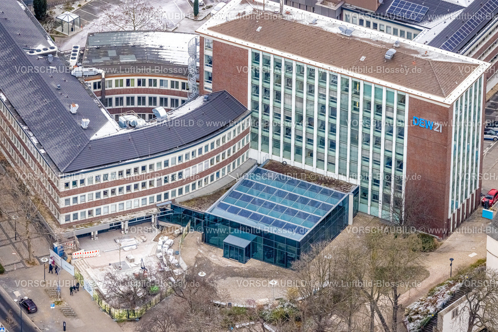 Dortmund221202169 | Luftbild, DEW21 Dortmunder Energie- und Wasserversorgung GmbH, schneebedeckt, City, Dortmund, Ruhrgebiet, Nordrhein-Westfalen, Deutschland