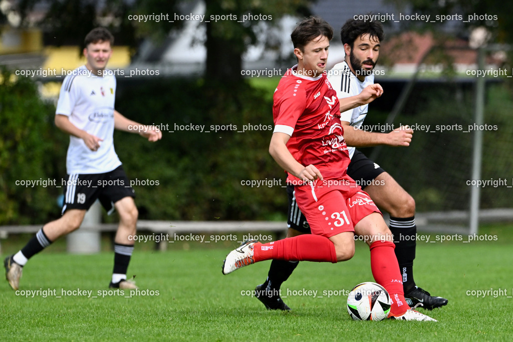 SV Rothenthurn vs. FC Union Sillian | #31 Fabio Norbert Daxer SV Rothenthurn, #5 Stefan Ortner FC Union Sillian, SV Rothenthurn vs. FC Union Sillian, SV Rothenthurn vs. FC Union Sillian am 28.09.2025 in Rothenthurn (Sportplatz Rothenthurn), Austria, (Photo by Bernd Stefan)