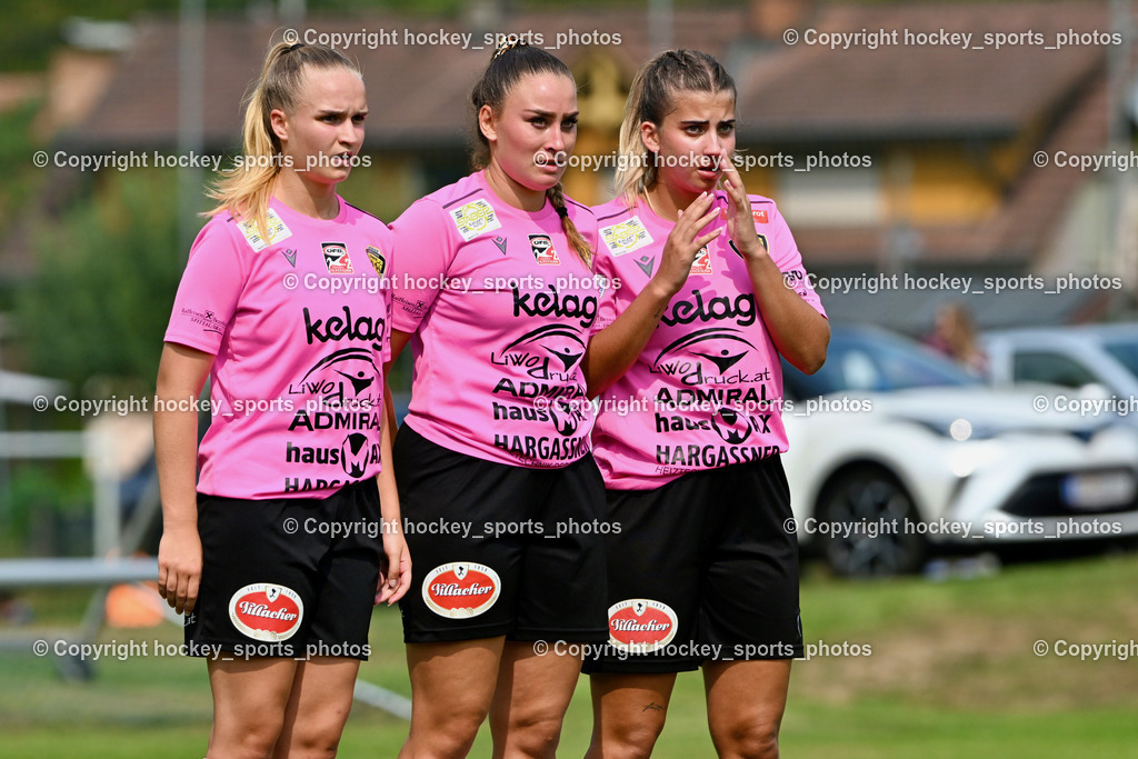 Carinthians Hornets vs. GAK 1902 Frauen | #29 Selina Tamara Selinger Carinthians Hornets, #10 Elisa Ciccarelli Carinthians Hornets, #9 Alicia Morgenstern Carinthians Hornets, Carinthians Hornets vs. GAK 1902 Frauen, Carinthians Hornets vs. GAK 1902 Frauen am 01.09.2024 in Sachsenburg (Sportplatz Sachsenburg), Austria, (Photo by Bernd Stefan)