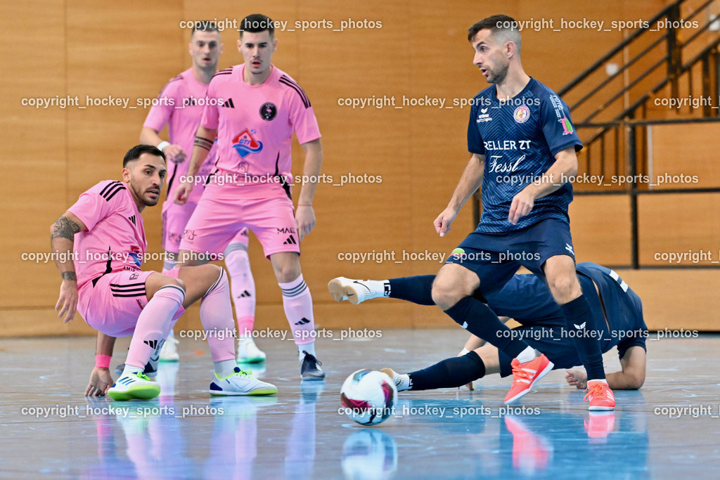 Carinthia Flamengo Futsal Club vs. LPSV-K | #70 Yosifov Svetlozar Angelov Carinthia Flamengo, #72 Armin Kahvedzic Carinthia Flamengo, #10 Samir Nuhanovic LPSV-K, #11 Beldin Duric LPSV-K, Carinthia Flamengo Futsal Club vs. LPSV-K, Carinthia Flamengo Futsal Club vs. LPSV-K am 03.11.2024 in Klagenfurt (Ballspielhalle Viktring), Austria, (Photo by Bernd Stefan)