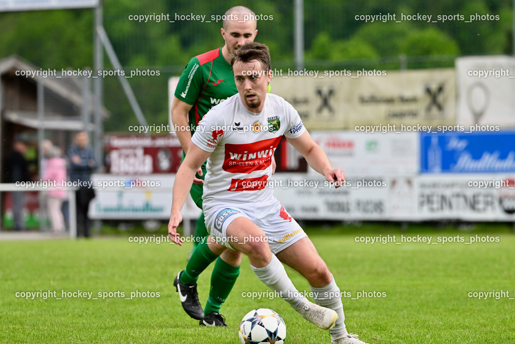 FC ASKÖ Gmünd vs. Rapid Lienz  | #9 Lukas Matthias Lassnig Rapid Lienz, #3 Maximilian Kohlmaier Stranner ASKÖ Gmünd, FC ASKÖ Gmünd vs. Rapid Lienz , FC ASKÖ Gmünd vs. Rapid Lienz  am 02.06.2024 in Gmünd (Sportplatz Gmünd), Austria, (Photo by Bernd Stefan)