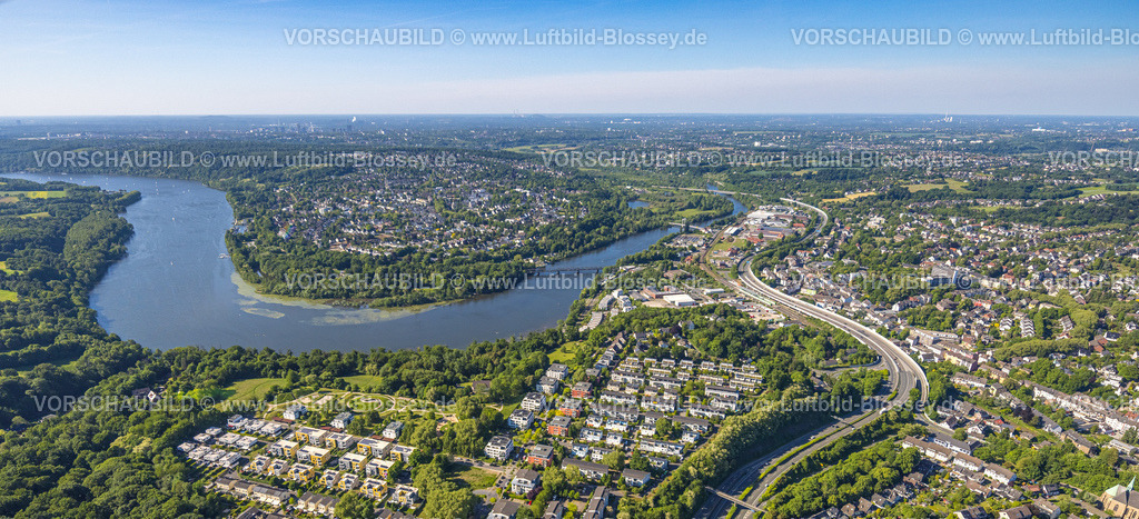 Essen250509305Kupferdreh | Luftbild, Ortsteil Kupferdreh, Ruhrschleife Heisinger Bogen Vogelschutzgebiet, Ortsansicht Heisingen, Essen, Ruhrgebiet, Nordrhein-Westfalen, Deutschland