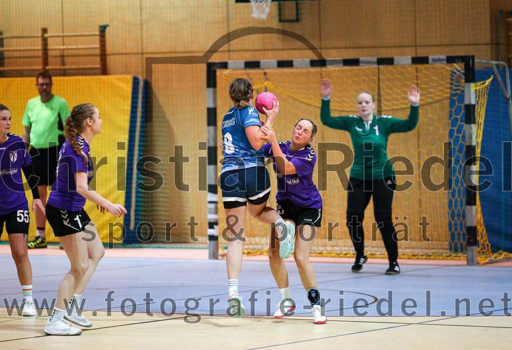 2023-01-21_055_SpVgg_Altenerding_gegen_TSV_Karlsfeld | Erding, Deutschland, 21.01.2023:
Handball, Bezirksoberliga Frauen Altbayern 2022 / 2023, 8. Spieltag, SpVgg Altenerding gegen TSV Karlsfeld, Endergebnis: 28:24

Lena Schmid (TSV Eintracht Karlsfeld, #8), Lena Prem (SpVgg Altenerding, #15), Torfrau Hanna Obermair (SpVgg Altenerding, #1)

Foto: Christian Riedel / fotografie-riedel.net