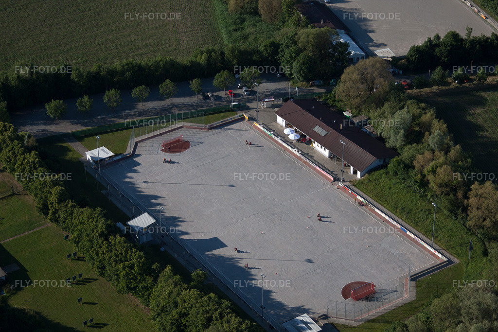 Luftbild: MSC Taifun, Radballfeld im Ortsteil Mörsch in Rheinstetten im Bundesland Baden-Württemberg in Deutschland.Foto: IMG_66514.jpg vom 05.06.2014 durch Werner Riehm/FLY-FOTO.deAuflösung des Originals: 4752 x 3168 px