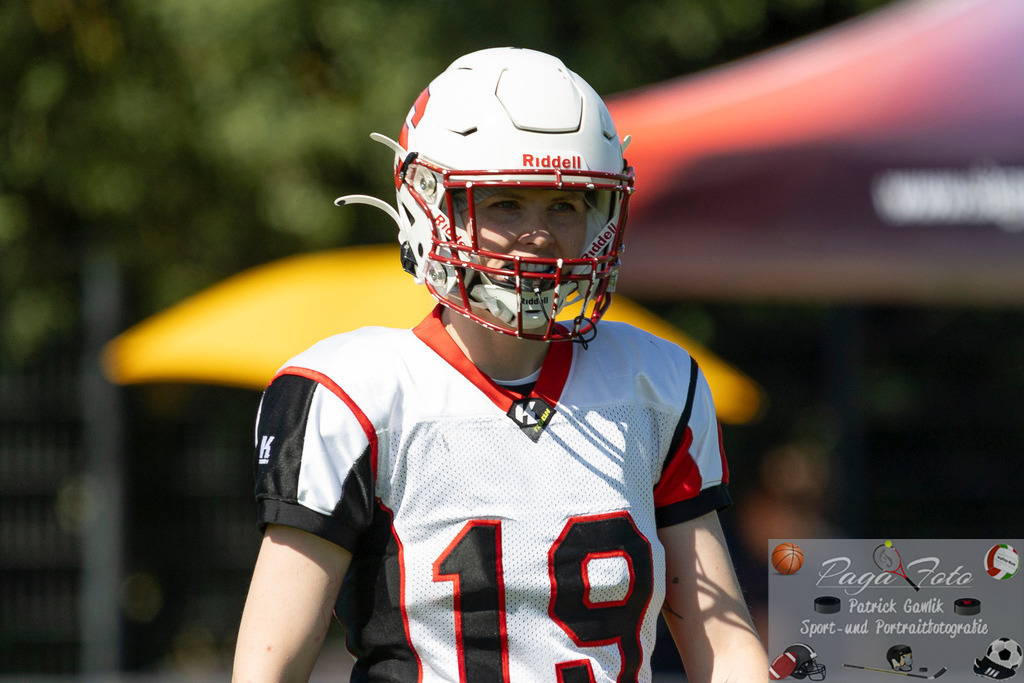 GFLW 1: German Football League Women 1: Rodgau Pioneers Ladies - Stuttgart Scorpions Sisters, 07.06.2026 | Maren Gruber (Stuttgart Scorpions Sisters #19), Freisteller, Portrait / Porträt, Rodgau Pioneers Ladies - Stuttgart Scorpions Sisters, Rodgau, Maingau-Energie-Stadion "Am Weichsee", 7.6.2026 - Realisiert mit Pictrs.com