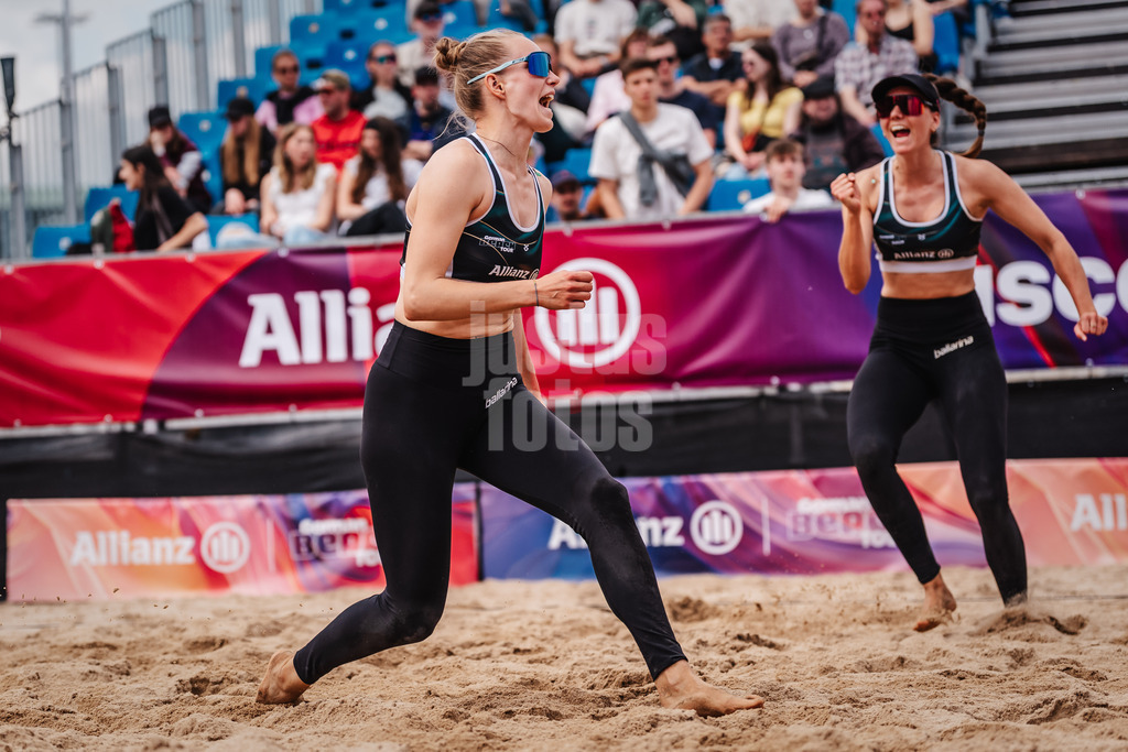 Beachvolleyball | Frauen | Allianz German Beach Tour 2025 | Tourstop Hamburg | 30.05.2025 | v.l. Tabea Schwarz und Lisa-Sophie Kotzan jubeln