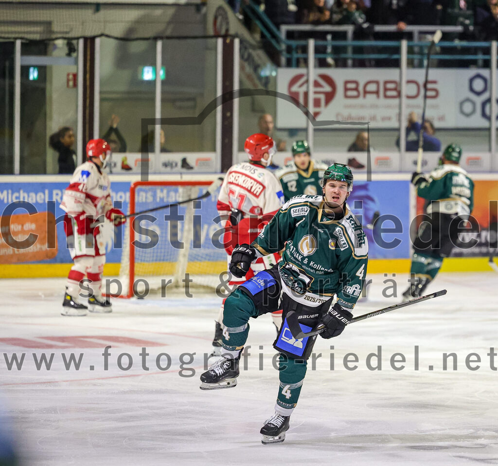 2025-09-12_153_TSV_Erding_gegen_EV_Landshut | Erding, Deutschland, 12.09.2025:Eishockey, Oberliga Süd 2025 / 2026, Testspiel, TSV Erding gegen EV Landshut, Endergebnis: 4:6Jesse Kauhanen (Erding Gladiators, #4)Foto: Christian Riedel / fotografie-riedel.net
