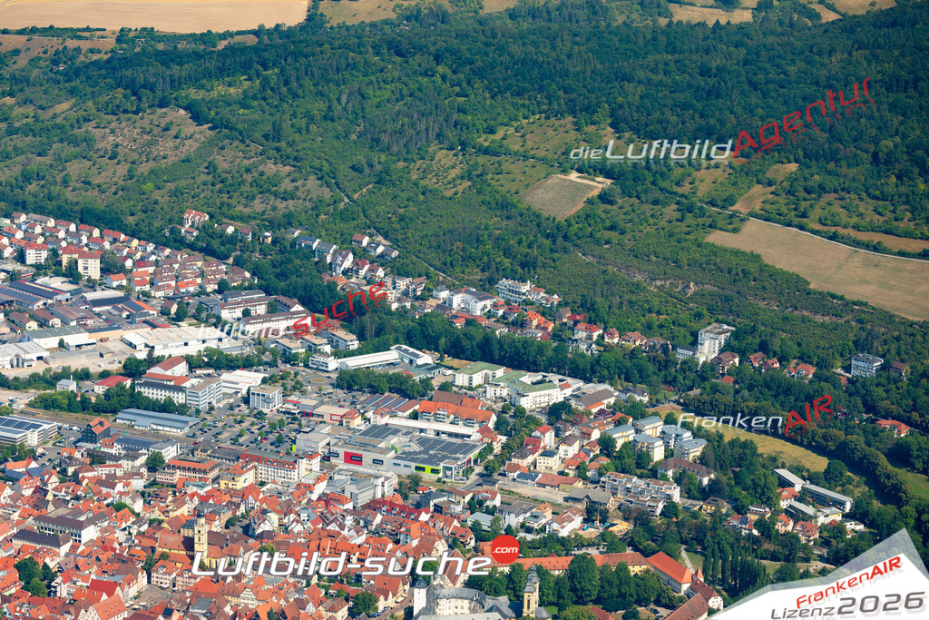 Das Luftbild zeigt :  Bad Mergentheim - Die Luftaufnahme wurde 2023 vom UL-Flugzeug aus erstellt ( keine Drohne ) - Hochauflösende Luftaufnahme - Für grossformatige Ausdrucke geeignet. Die Geschenkidee !Mit Lizenz und Bildrechte bestellbar