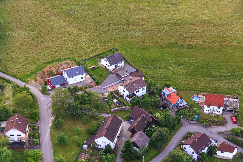 Luftbild: Brombacher Straße im Ortsteil Brombach in Eberbach im Bundesland Baden-Württemberg in Deutschland. Foto: IMG_089494.jpg vom 10.06.2016 durch Werner Riehm/FLY-FOTO.de