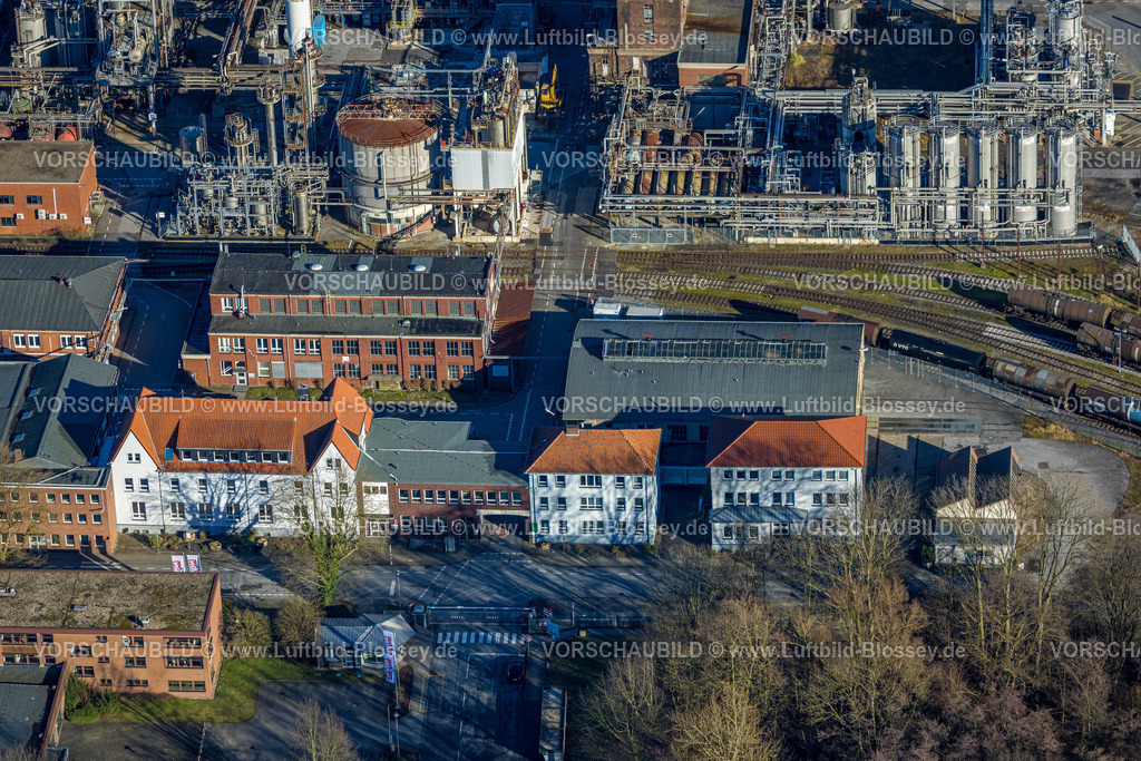 Castrop-Rauxel240106970 | Luftbild, Gewerbegebiet Hafen Rütgers Chemiewerk, Bürogebäude Kekulestraße, Bladenhorst, Castrop-Rauxel, Ruhrgebiet, Nordrhein-Westfalen, Deutschland