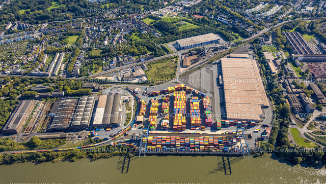 Duisburg241003629 | Luftbild, logport II (zwei) Container Terminal am Fluss Rhein, Wanheim-Angerhausen, Duisburg, Ruhrgebiet, Nordrhein-Westfalen, Deutschland