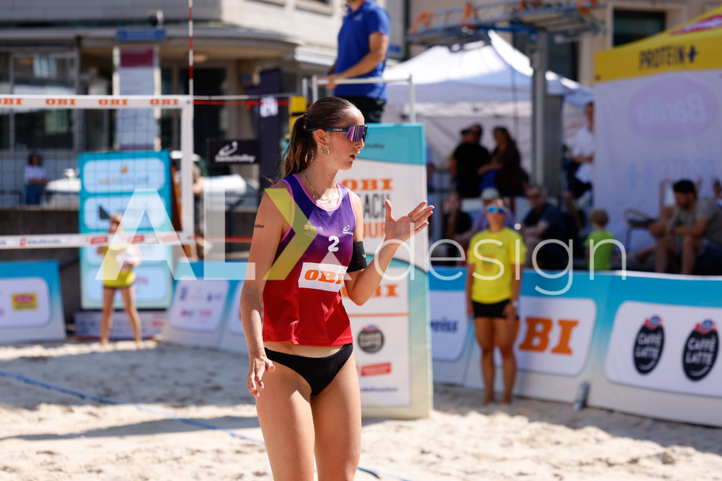 Obi BeachTour 2026 - Basel | BASEL, SWITZERLAND - JULY 18: FIONA PROBST (SUI)  during the Obi BeachTour 2026 match between ZOBRIST / LUTZ (SUI) and GRÜNIG / PROBST (SUI) at Barfüsserplatz on July 18, 2026 in Basel, Switzerland. - Realisiert mit Pictrs.com