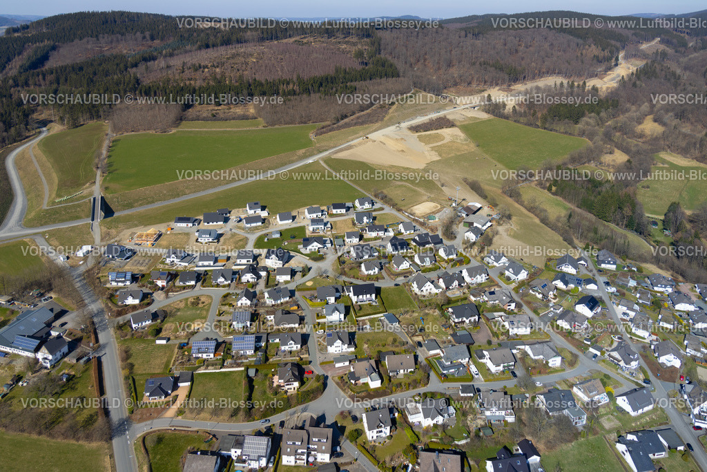Schmallenberg220303819 | Luftbild, Bad Fredeburg, Baustelle und Neubau der Umgehungsstraße L776n im Ortsteil Fredeburg, Schmallenberg, Sauerland, Nordrhein-Westfalen, Deutschland