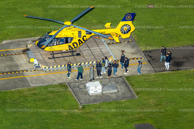 Luenen241012120 | Luftbild, ADAC Luftrettung Hubschrauber D-HWFH Christoph 08  am St. Marien Hospital, Lünen, Ruhrgebiet, Nordrhein-Westfalen, Deutschland