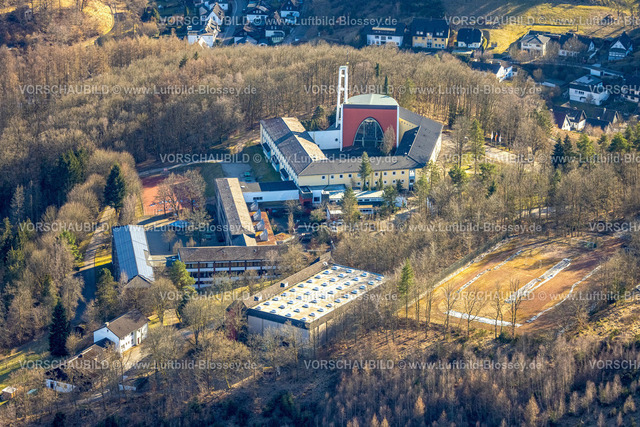 Lennestadt250309091 | Luftbild, Klosterkirche Gymnasium Maria Königin, Altenhundem, Lennestadt, Sauerland, Nordrhein-Westfalen, Deutschland