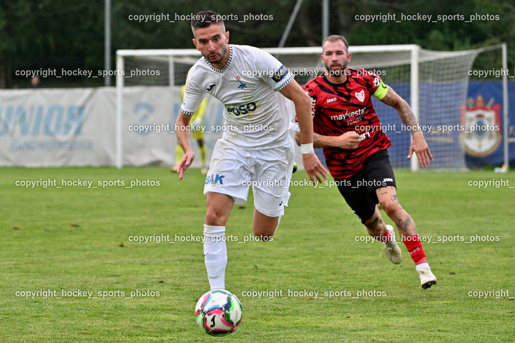 SAK vs. ATUS Ferlach | #7 Hrvoje Jakovljevic SAK, #5 Daniel Jobst ATUS Ferlach, SAK vs. ATUS Ferlach, SAK vs. ATUS Ferlach am 01.08.2025 in Klagenfurt (Sportpark Welzenegg), Austria, (Photo by Bernd Stefan)