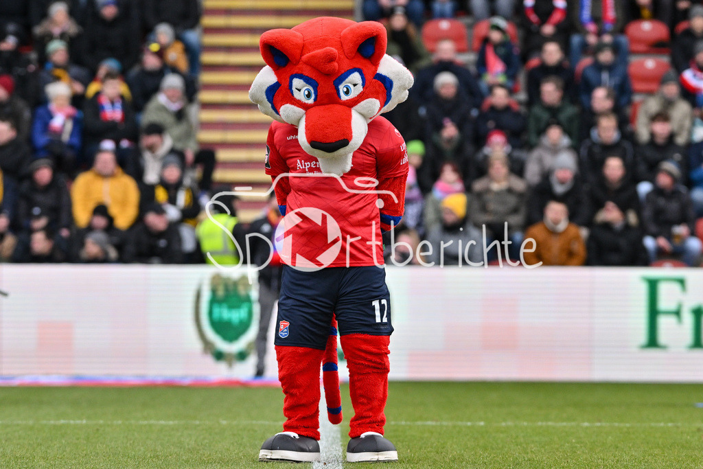 SpVgg Unterhaching - Dynamo Dresden | Das Maskottchen der Spvgg vor der Partie / Schweigeminute / Trauer / Magdeburg / Anschlag / Fonsi / Freisteller / Einzelfoto / 3. Liga: SpVgg Unterhaching - Dynamo Dresden, Uhlsportpark am 21.12.2024