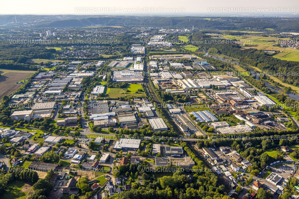 Hagen230903047 | Luftbild, Gewerbegebiet Fley, zwischen Sauerlandstraße und Buschmühlenstraße, Lennetal, Hagen, Ruhrgebiet, Nordrhein-Westfalen, Deutschland