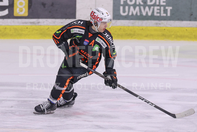 ICE Hockey League: Moser Medical Graz 99ers vs HC TIWAG Innsbruck – Die Haie | Graz, Austria,31.Jan.26 - ICE HOCKEY - ICE Hockey League, Graz 99ers vs HC Innsbruck. The image shows Kevin Roy (99ers).
