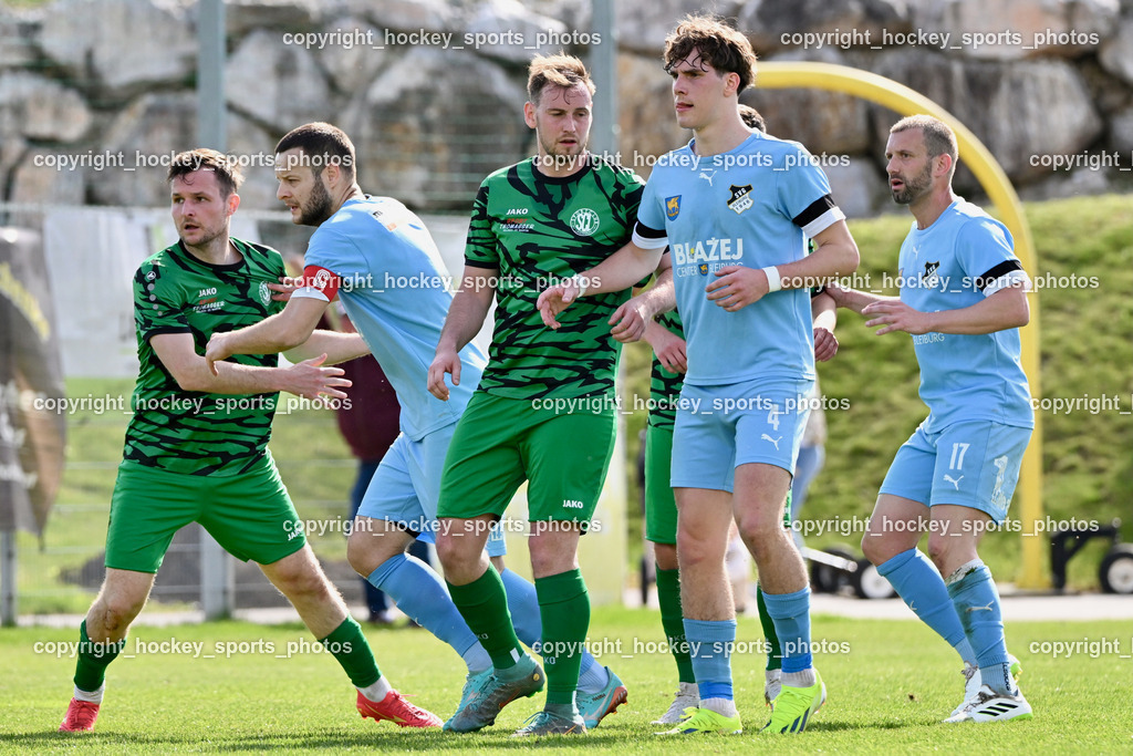 SC Landskron vs. SVG Bleiburg | #15 Ingo Mailänder SC Landskron, #9 Adnan Besic SVG Bleiburg, #18 Alexander Reichmann SC Landskron, #4 Raphael Huber SVG Bleiburg, #17 Patrick Paul Oswaldi SVG Bleiburg, SC Landskron vs. SVG Bleiburg, SC Landskron vs. SVG Bleiburg am 28.04.2024 in Villach (Sportzentrum Landskron), Austria, (Photo by Bernd Stefan)