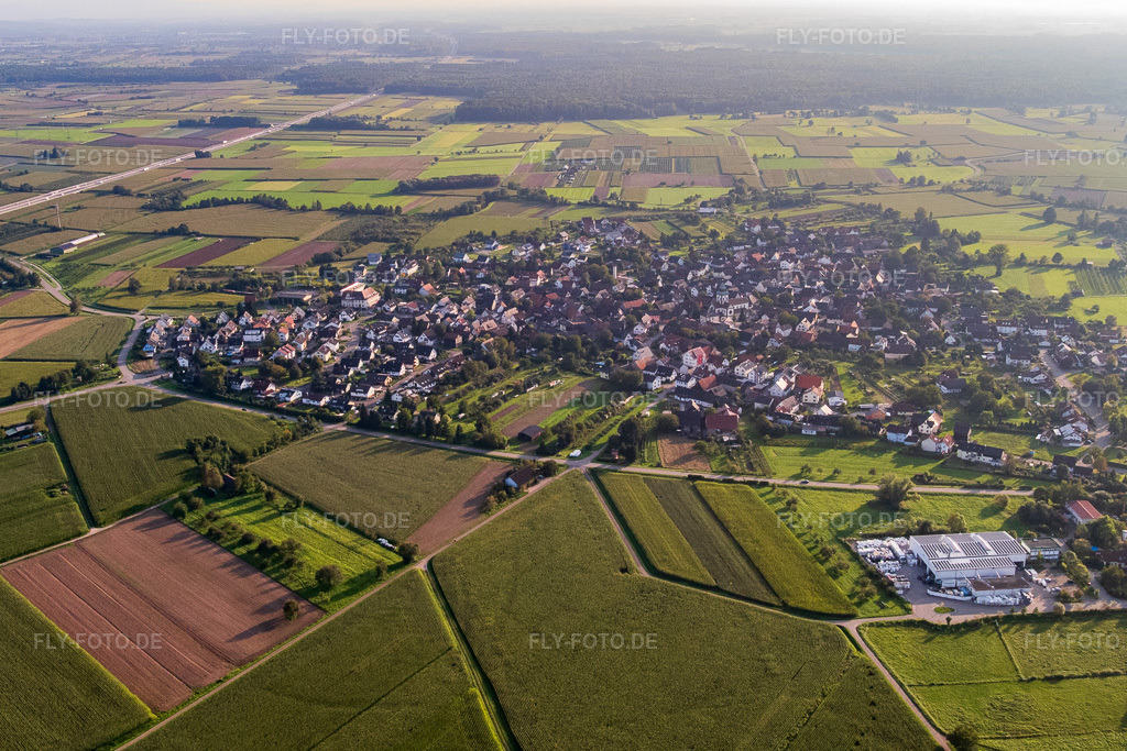 Luftbild: Ortsansicht aus Norden im Ortsteil Wagshurst in Achern im Bundesland Baden-Württemberg in Deutschland. Foto: P1010064.jpg vom 15.09.2014 durch Werner Riehm/FLY-FOTO.deAuflösung des Originals: 5003 x 3335 px