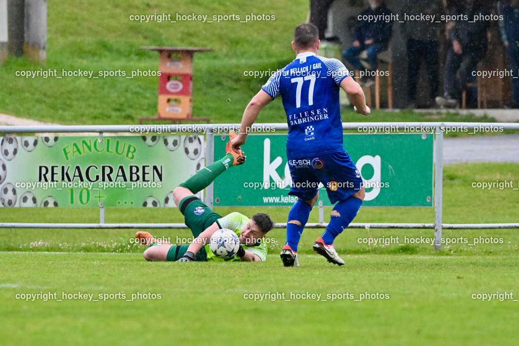 ASKÖ Köttmannsdorf vs. SV Dellach Gail | #22 Jaka Grilj Miletic Dellach Gail, #77 Armin Lulic Dellach Gail, ASKÖ Köttmannsdorf vs. SV Dellach Gail, ASKÖ Köttmannsdorf vs. SV Dellach Gail am 15.05.2024 in Köttmannsdorf (Sportplatz Köttmannsdorf), Austria, (Photo by Bernd Stefan)