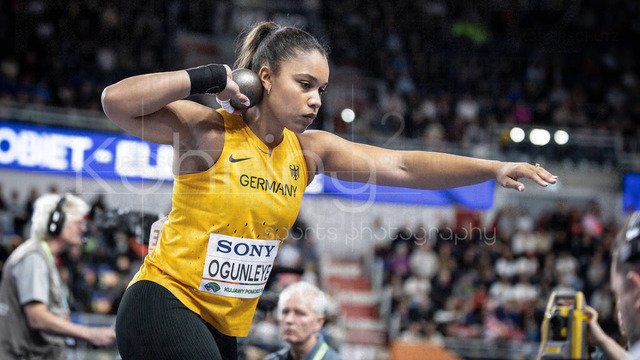 World Athletics Indoor Championships Kujawy Pomorze 26, 20.03.2026 | TORUN, POLAND - MARCH 20:  Yemisi OGUNLEYE (GER) competes in the women's shot put during the World Athletics Indoor Championships Kujawy Pomorze 26 on day 1 / session 2 at Kujawsko-Pomorska Arena Torun on March 20, 2026 in Torun, Poland. 