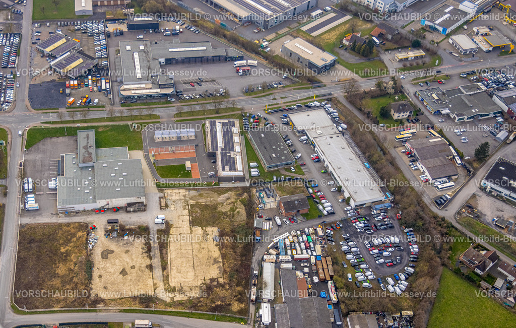 Werl240308272 | Luftbild, Gewerbegebiet Neuwerk und Hammer Straße mit Brachfläche, Werk POLYGON Deutschland GmbH Wasserschadensanierung, Autohaus Wilhelm Jonas GmbH, Werl, Nordrhein-Westfalen, Deutschland